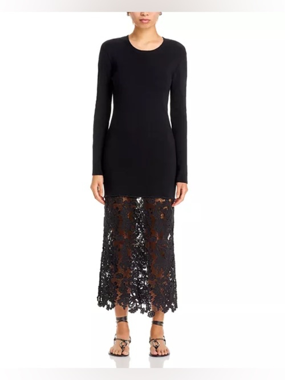 Sea Sabine Lace Hem Dress in Black, Size Medium